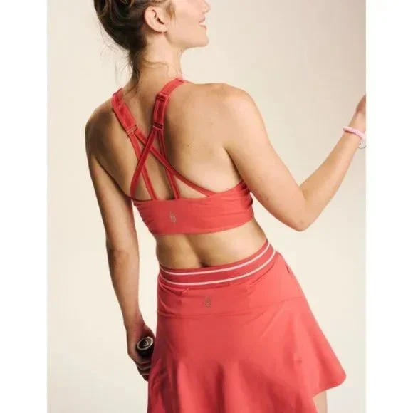 FREE PEOPLE NEW MOVEMENT Bright Red Round Robbin Brami Sports Bra Size L - Picture 4 of 8